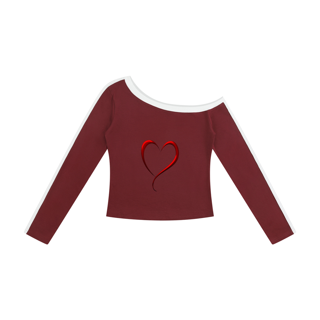 LW 123 Women’s Color Block Off-the-Shoulder T-Shirt