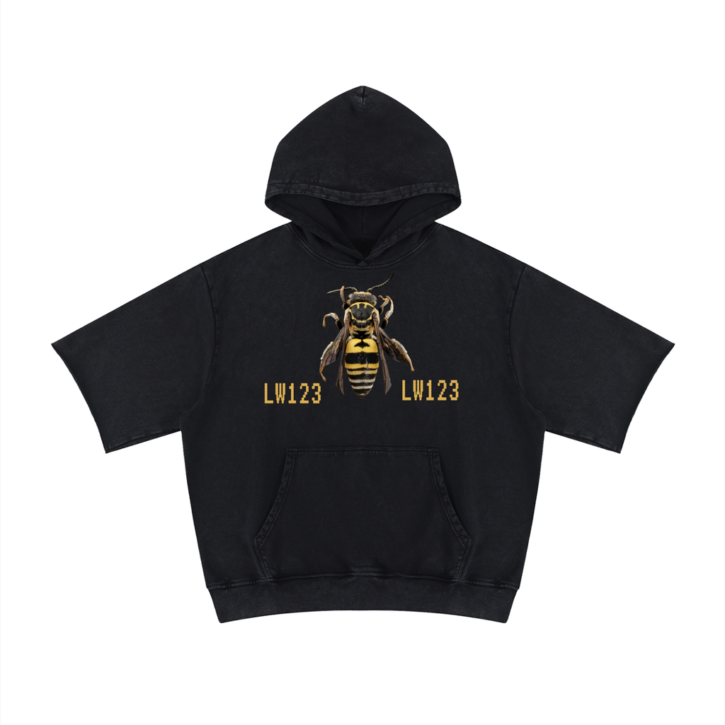 Unisex Mineral Wash Short Sleeve Hoodie