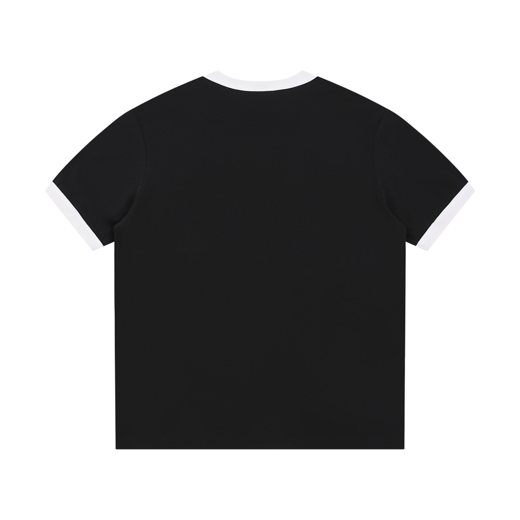 Contrast Edge Ribbed Crewneck T-Shirt