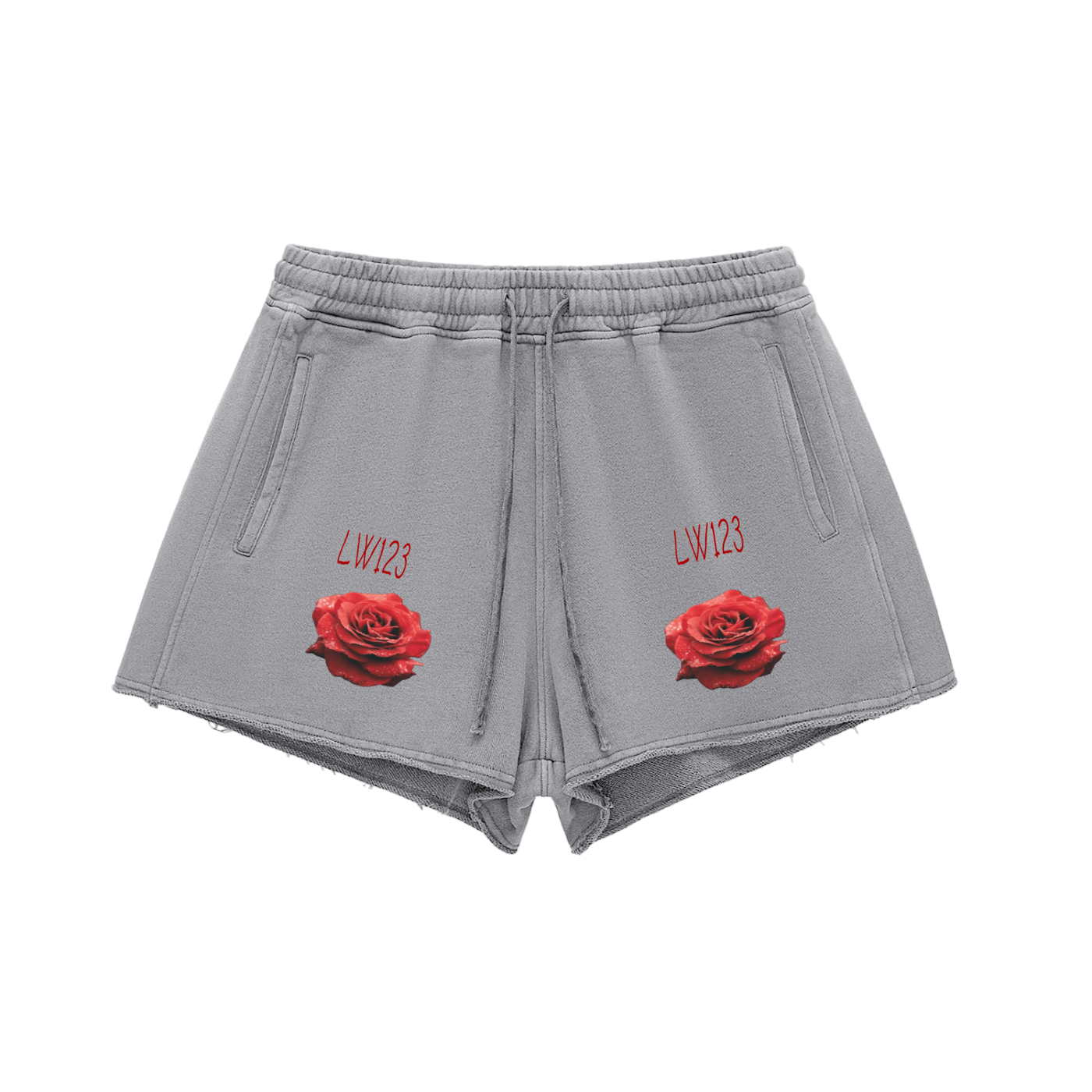 Snow Washed Raw Edge Drawstring Shorts