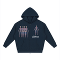 Unisex Loose Solid Full Zip Hoodie