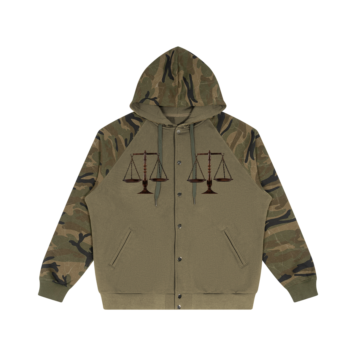 LW 123  Camo-Splice Raglan Zip Hoodie