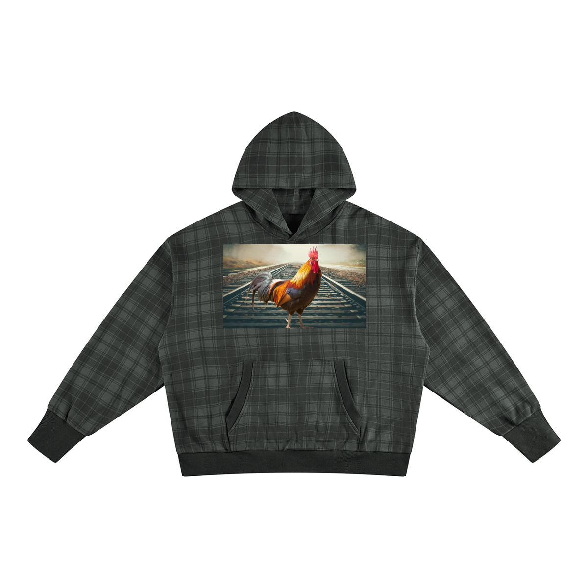 LW 123  Plaid Color Block Hoodie