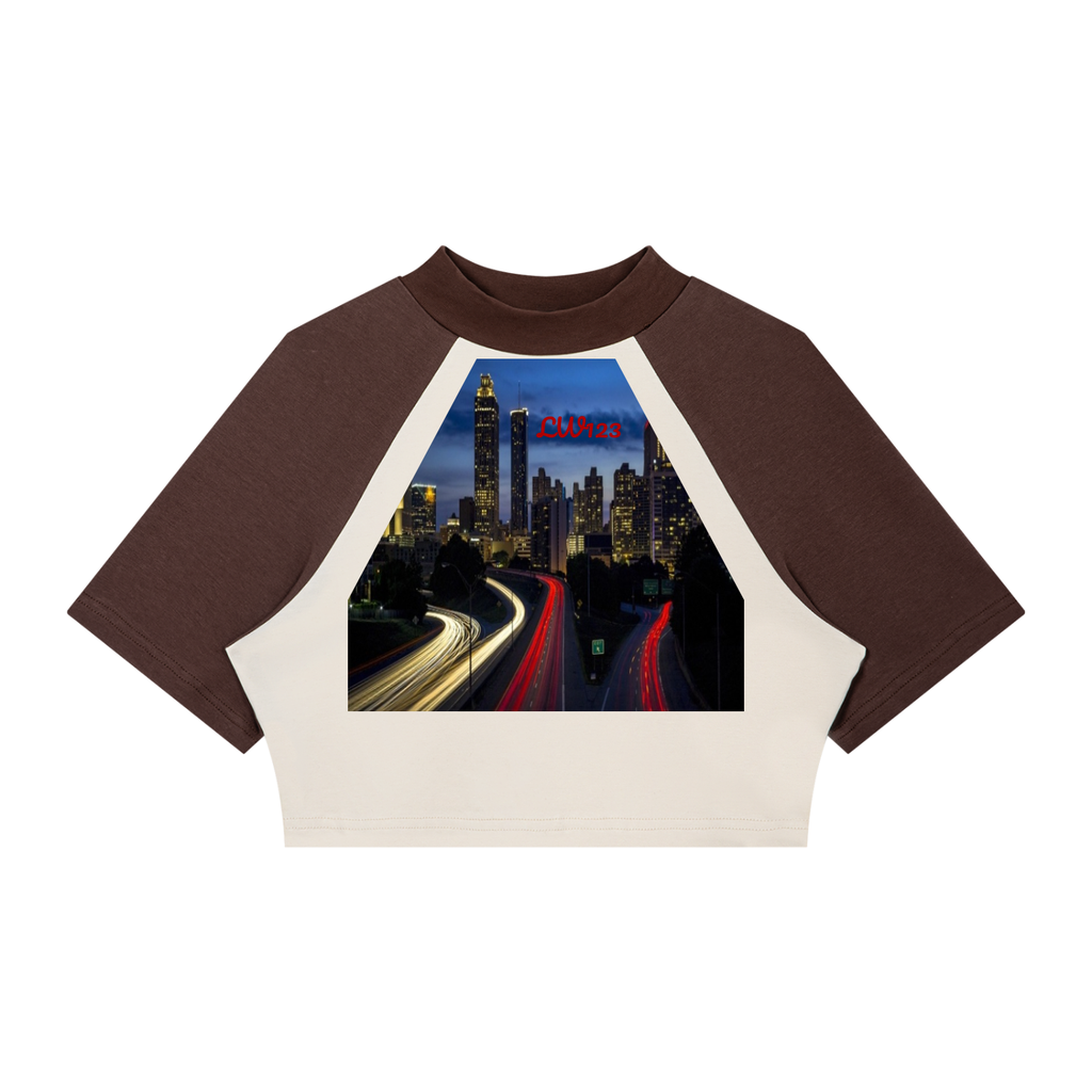LW 123 Women’s Color Block Raglan Crop T-Shirt