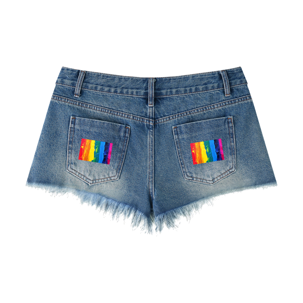 LW 123 Women's Vintage Wash Raw Hem Denim Shorts