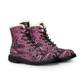 LW 123 Faux-Fur Lined Pink Patterned Leather Boots