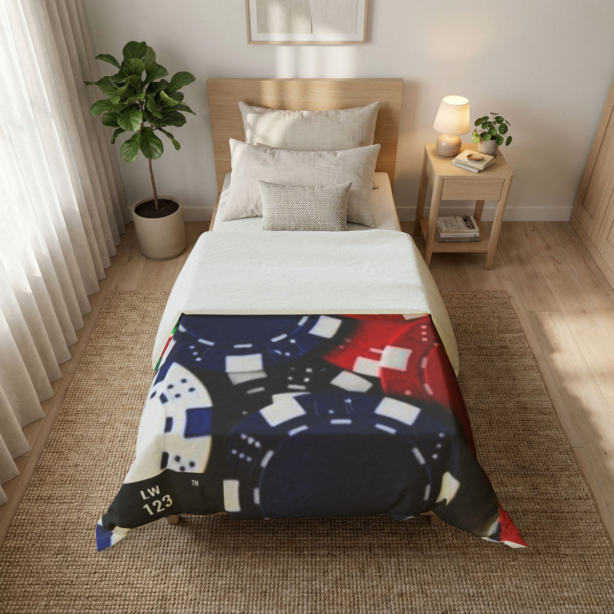 LW 123 Casino Poker Chips Cotton Duvet Blanket
