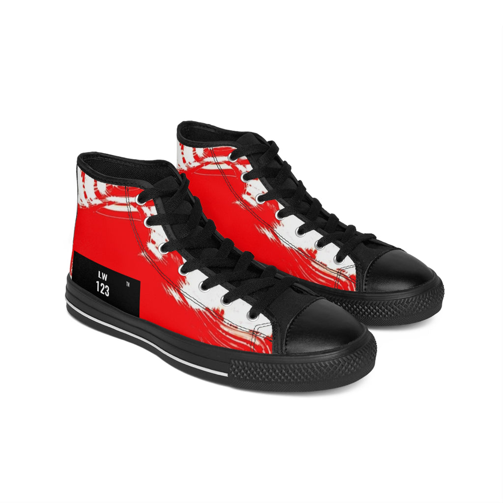 LW 123 Red Paint Splash High-Top Sneakers