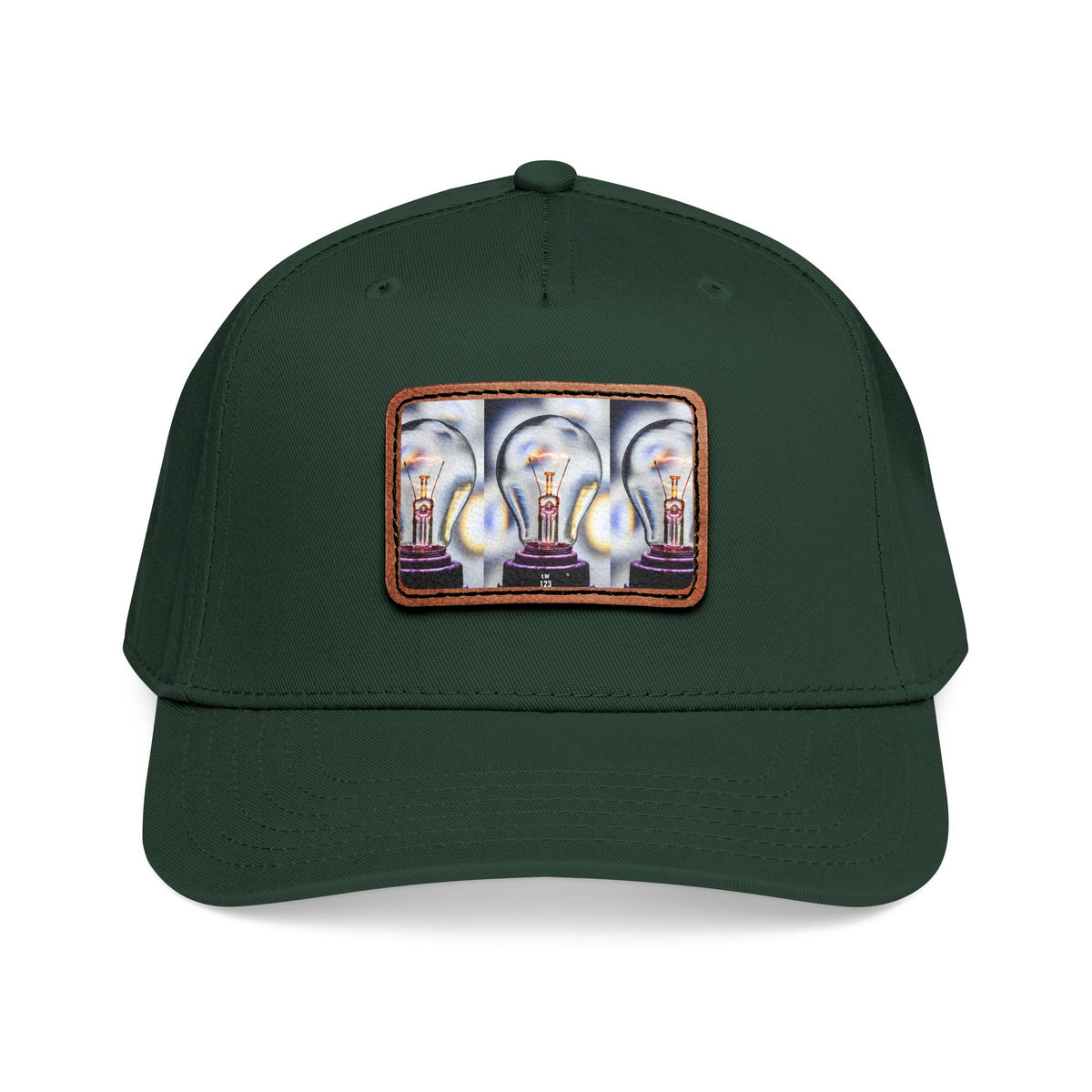 LW 123 Mid Profile Baseball Cap with Leather Patch (Rectangle)