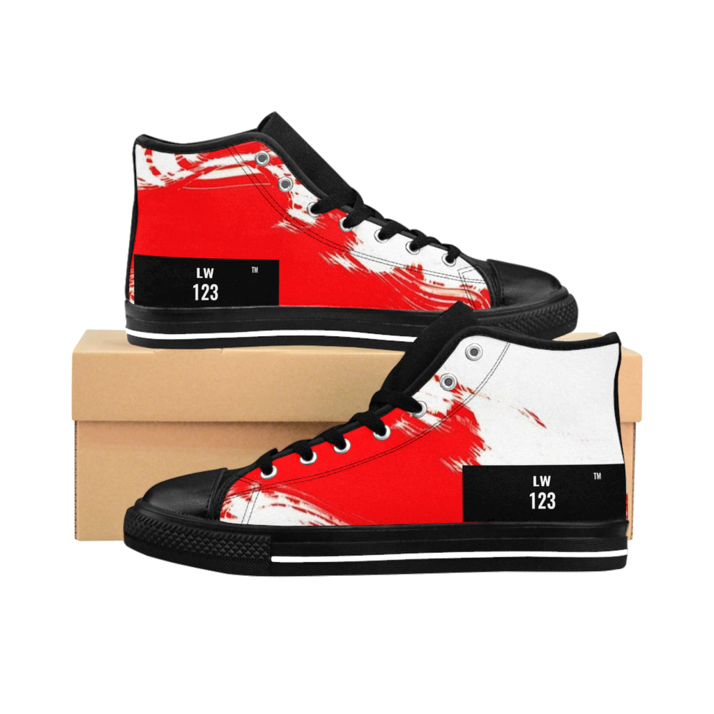LW 123 Red Paint Splash High-Top Sneakers