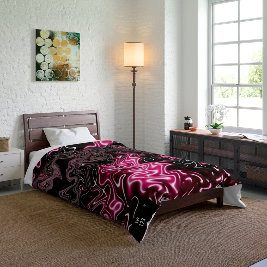 LW 123 Psychedelic Pink Swirl Comforter — Abstract Marbleized Bedding