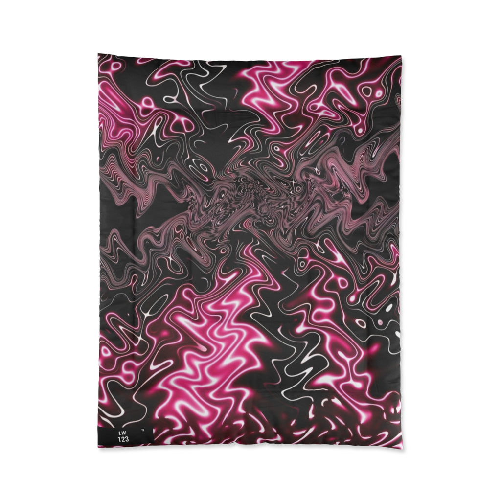 LW 123 Psychedelic Pink Swirl Comforter — Abstract Marbleized Bedding