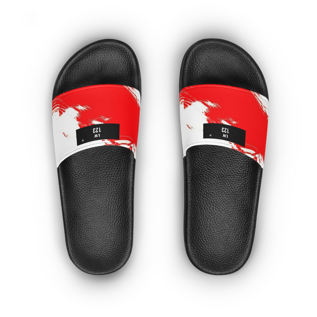 LW 123 Women's Red Brushstroke Slide Sandals
