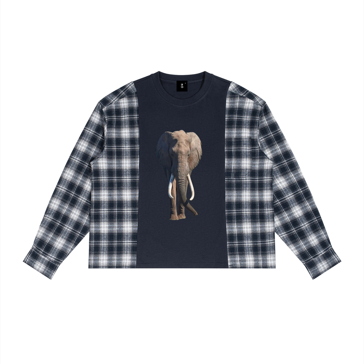 LW 123 Plaid Panel Long Sleeve T-Shirt