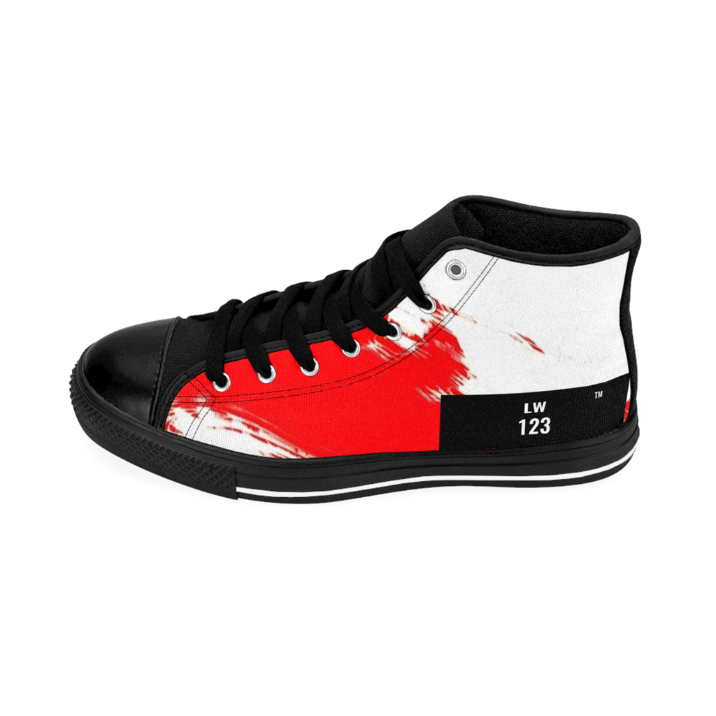 LW 123 Red Paint Splash High-Top Sneakers