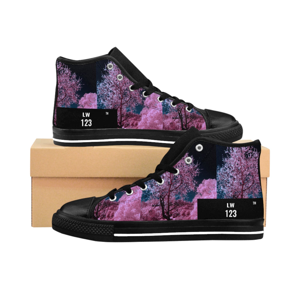 LW 123 High-Top Sneakers — Pink & Purple Forest Graphic (LW 123)