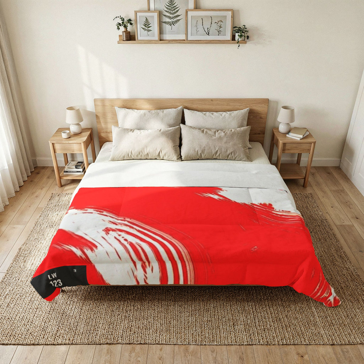 LW 123 Red Brushstroke Cotton Comforter