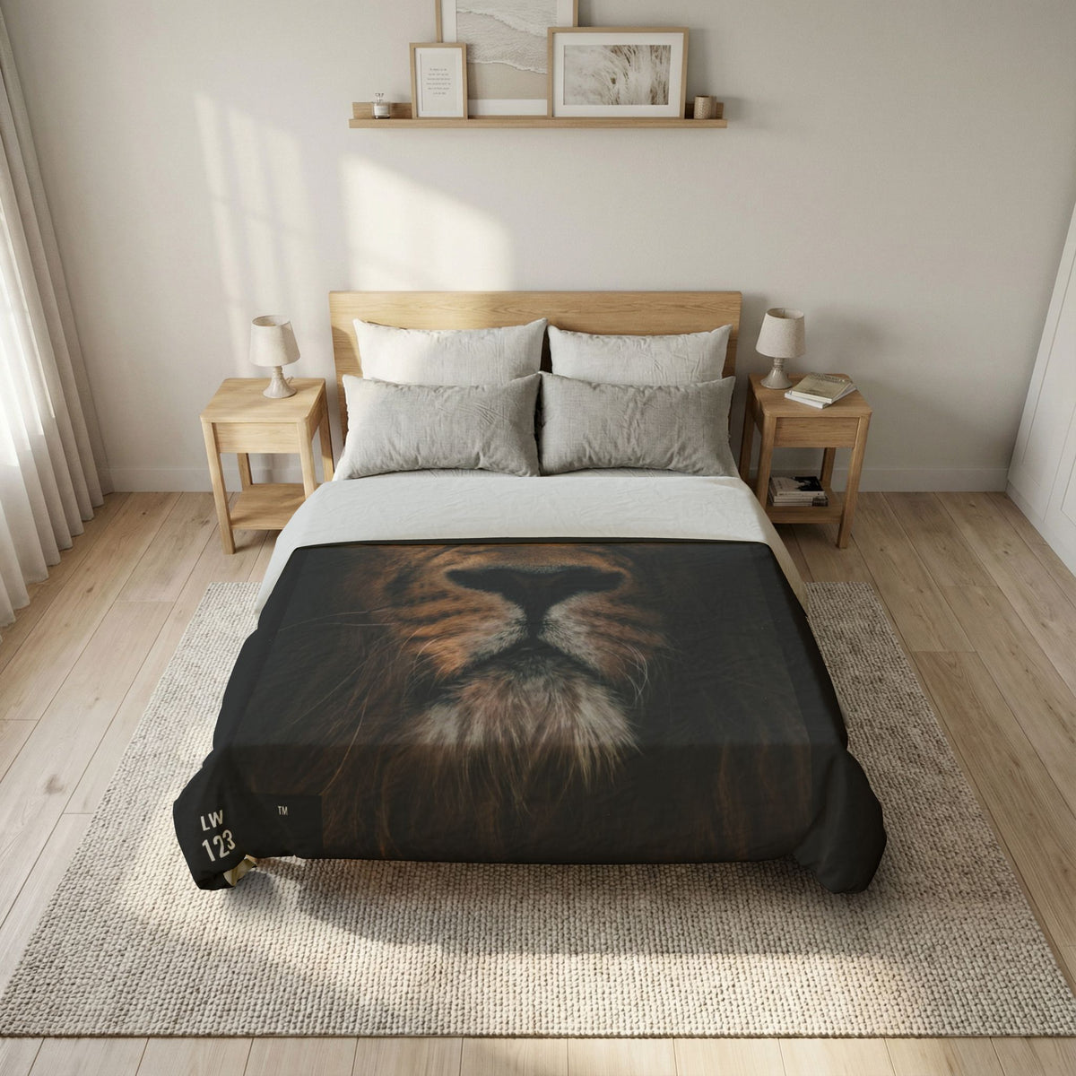 LW 123 Lion Portrait Cotton Duvet Cover – Majestic Wildlife Bedding