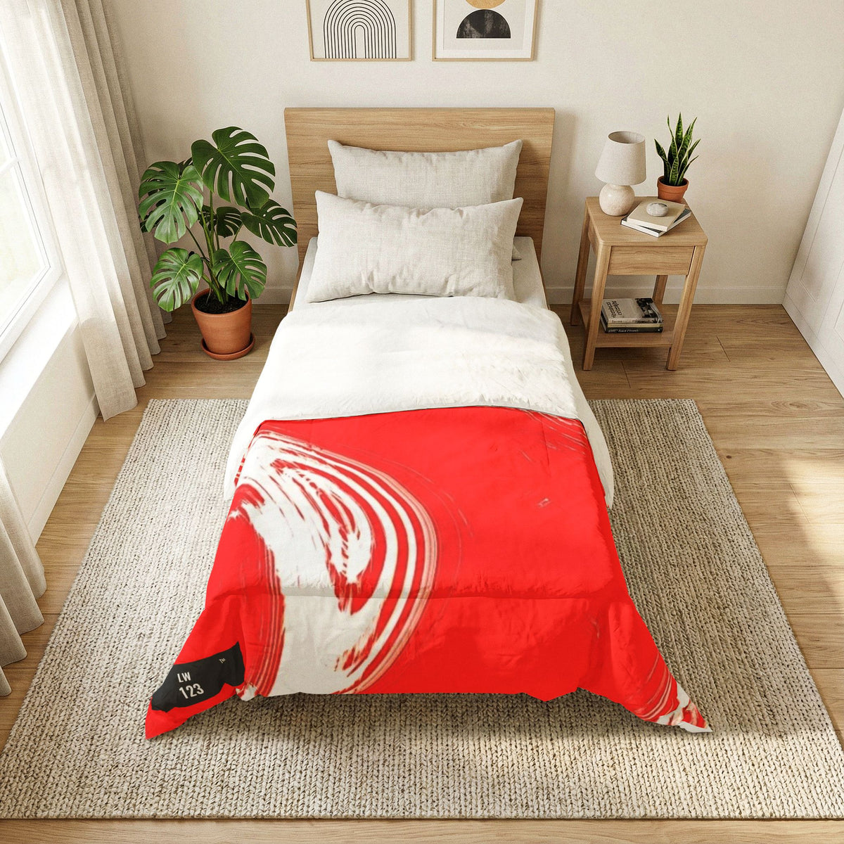 LW 123 Red Brushstroke Cotton Comforter
