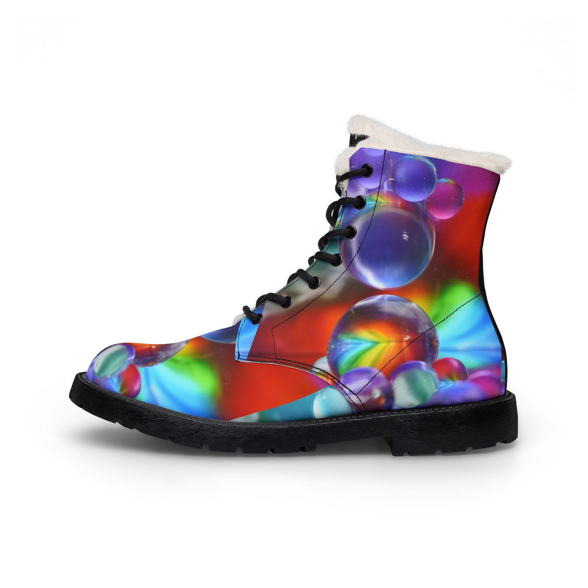 LW 123 Faux-Fur Bubble Leather Boots