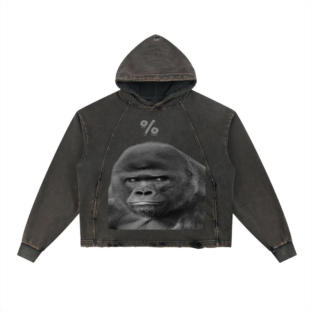Vintage Washed Frayed-Hem Hoodie