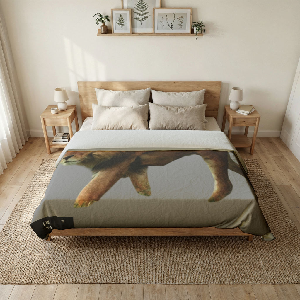 LW 123 Lion  Cotton Duvet Cover — Majestic Wildlife Bedding for Safari & Nature Lovers