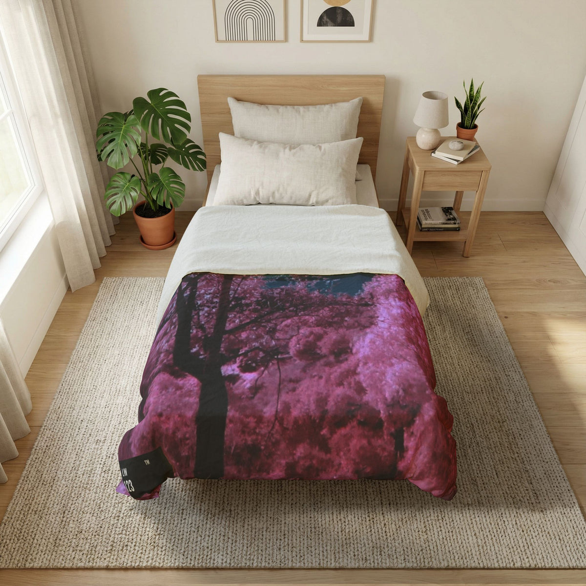 LW 123 Pink Cherry Blossom Cotton Duvet Cover — Floral Tree Scenic Bedding