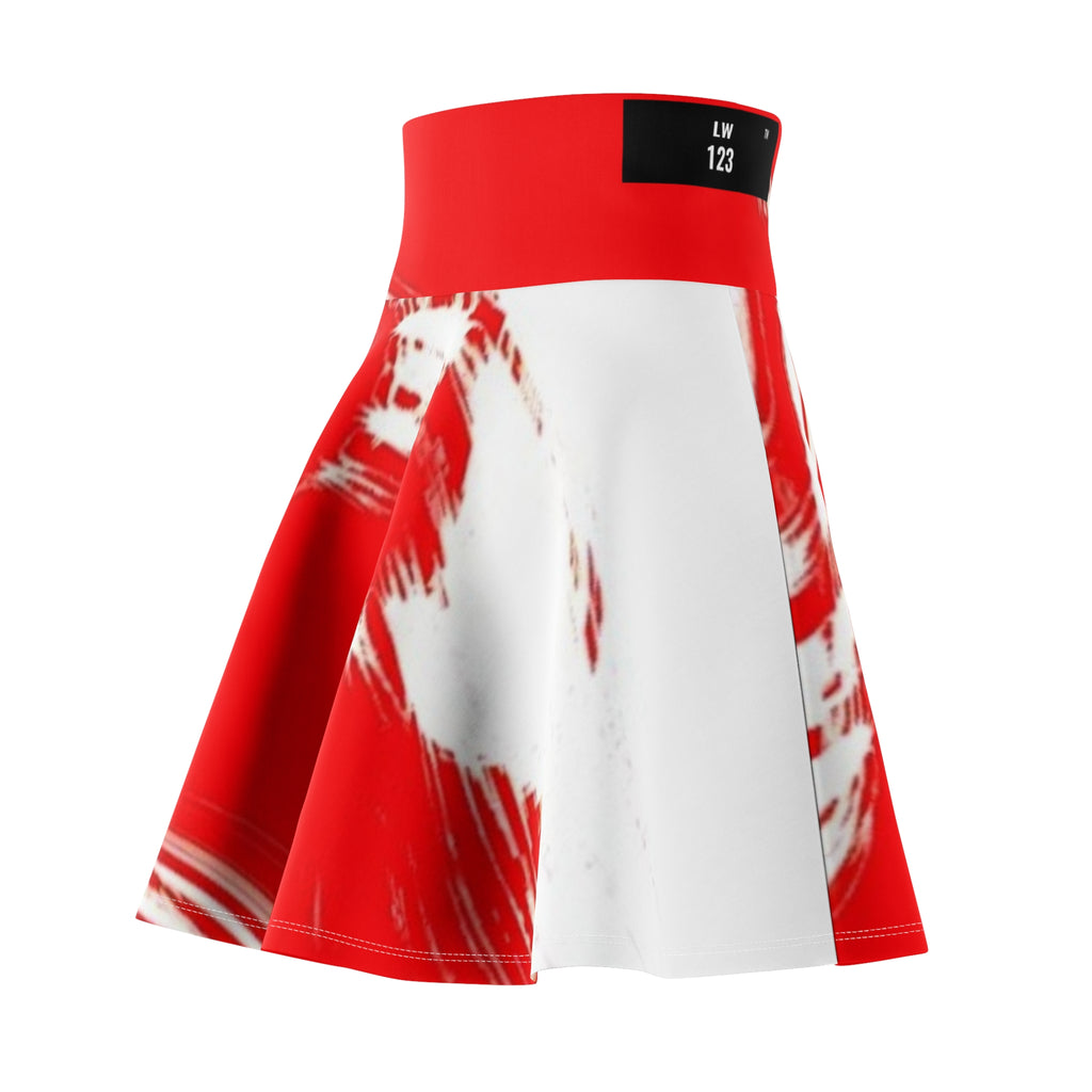 LW 123 Red & White Abstract Skater Skirt