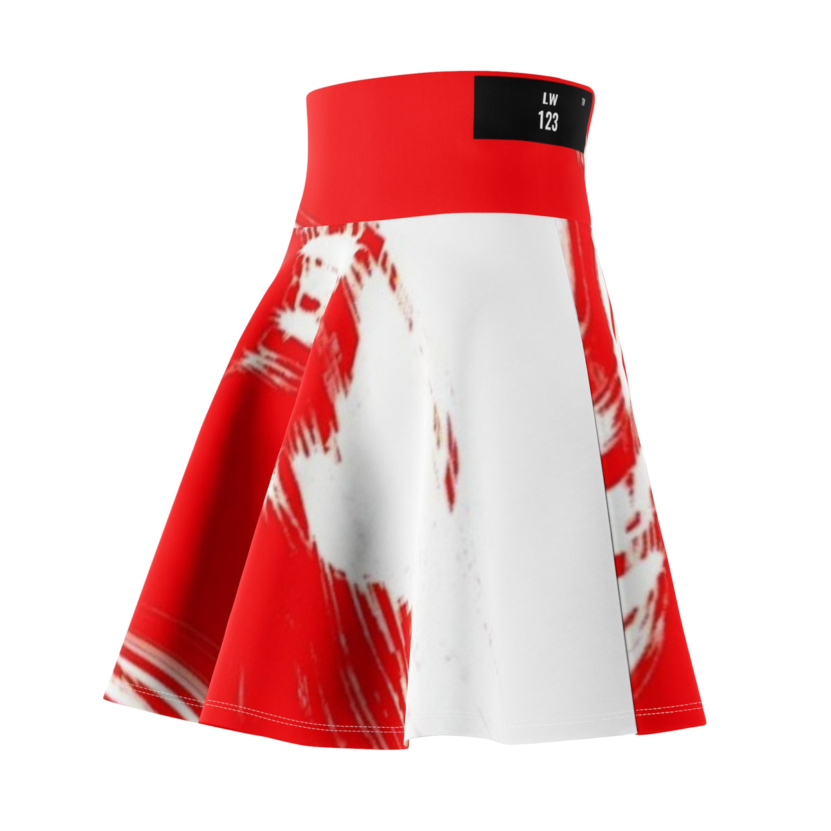 LW 123 Red & White Abstract Skater Skirt