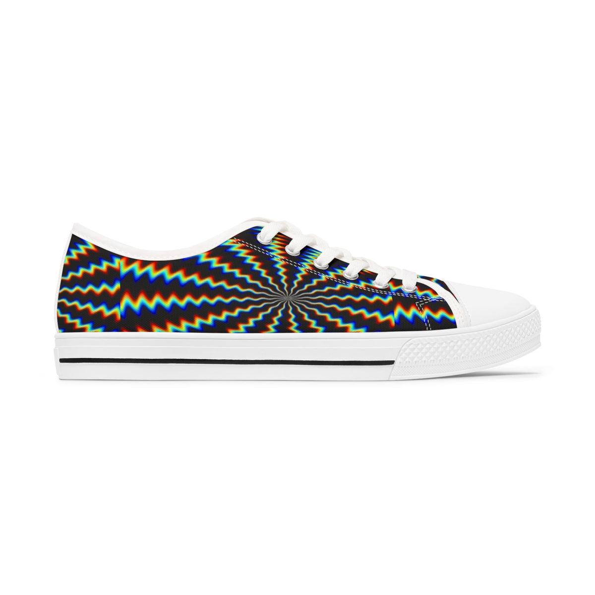 LW 123 Women's Low Top Sneakers — Psychedelic Starburst Rainbow Pattern