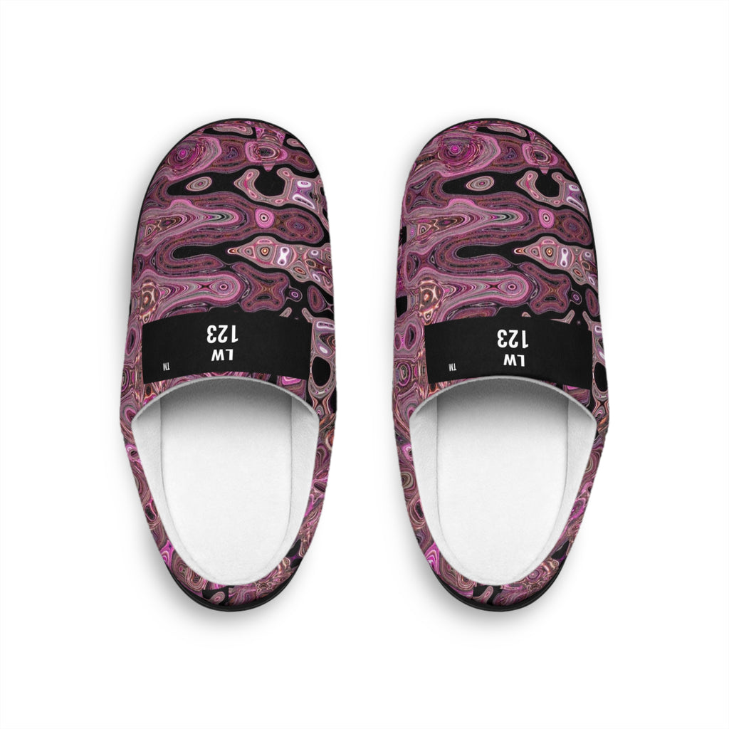 LW 123 Pink Marble Swirl Women's Indoor Slippers — Cozy Slip-On House Shoes