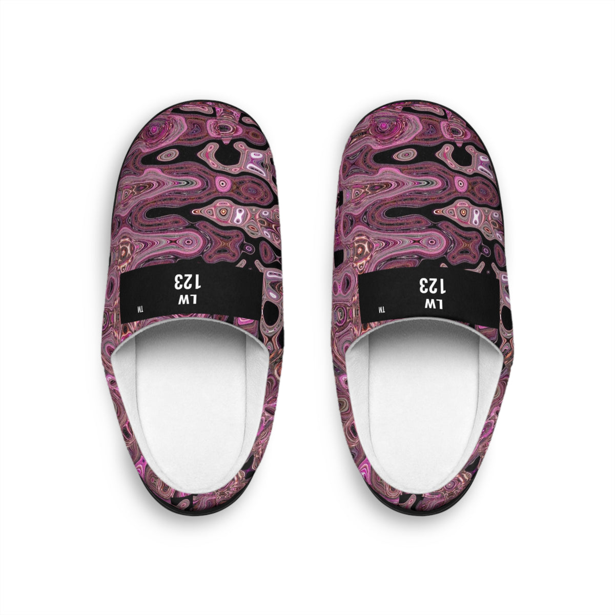 LW 123 Pink Marble Swirl Women's Indoor Slippers — Cozy Slip-On House Shoes