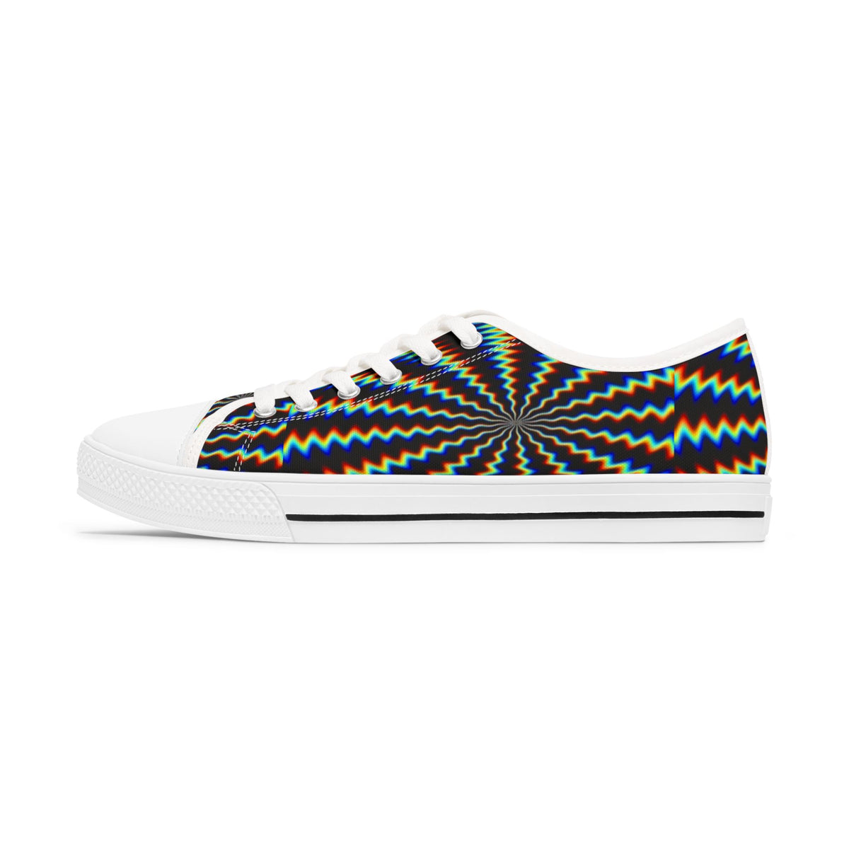 LW 123 Women's Low Top Sneakers — Psychedelic Starburst Rainbow Pattern