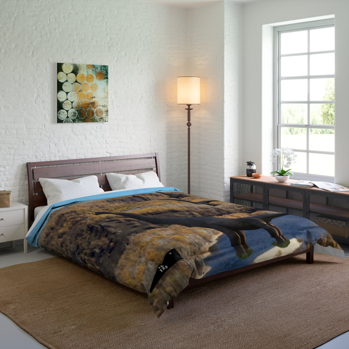 LW 123 Dinosaur Brontosaurus Comforter – Realistic Jurassic Landscape Bedding for Kids & Dino Fans