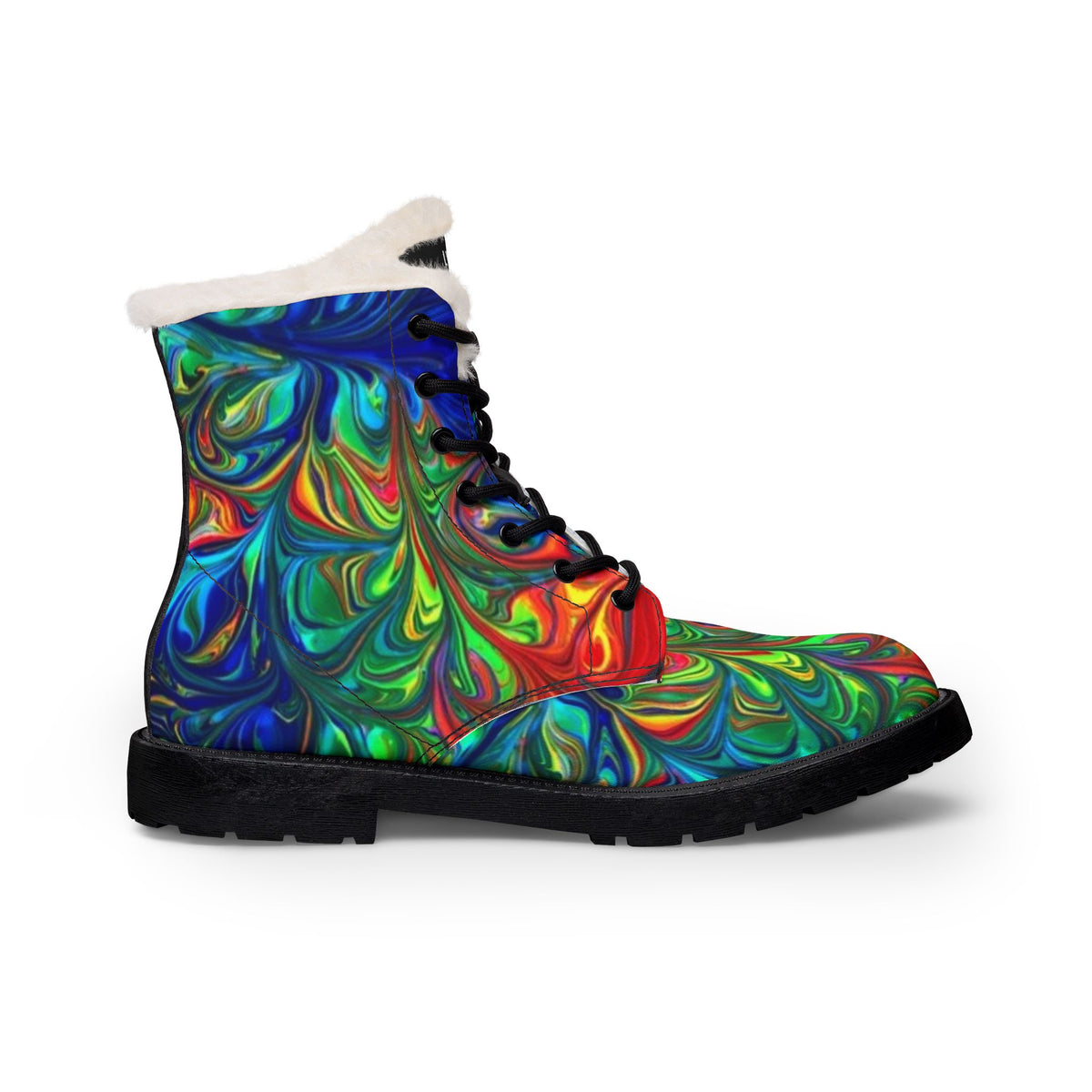 LW 123 Color Swirl Fur-Lined Leather Boots