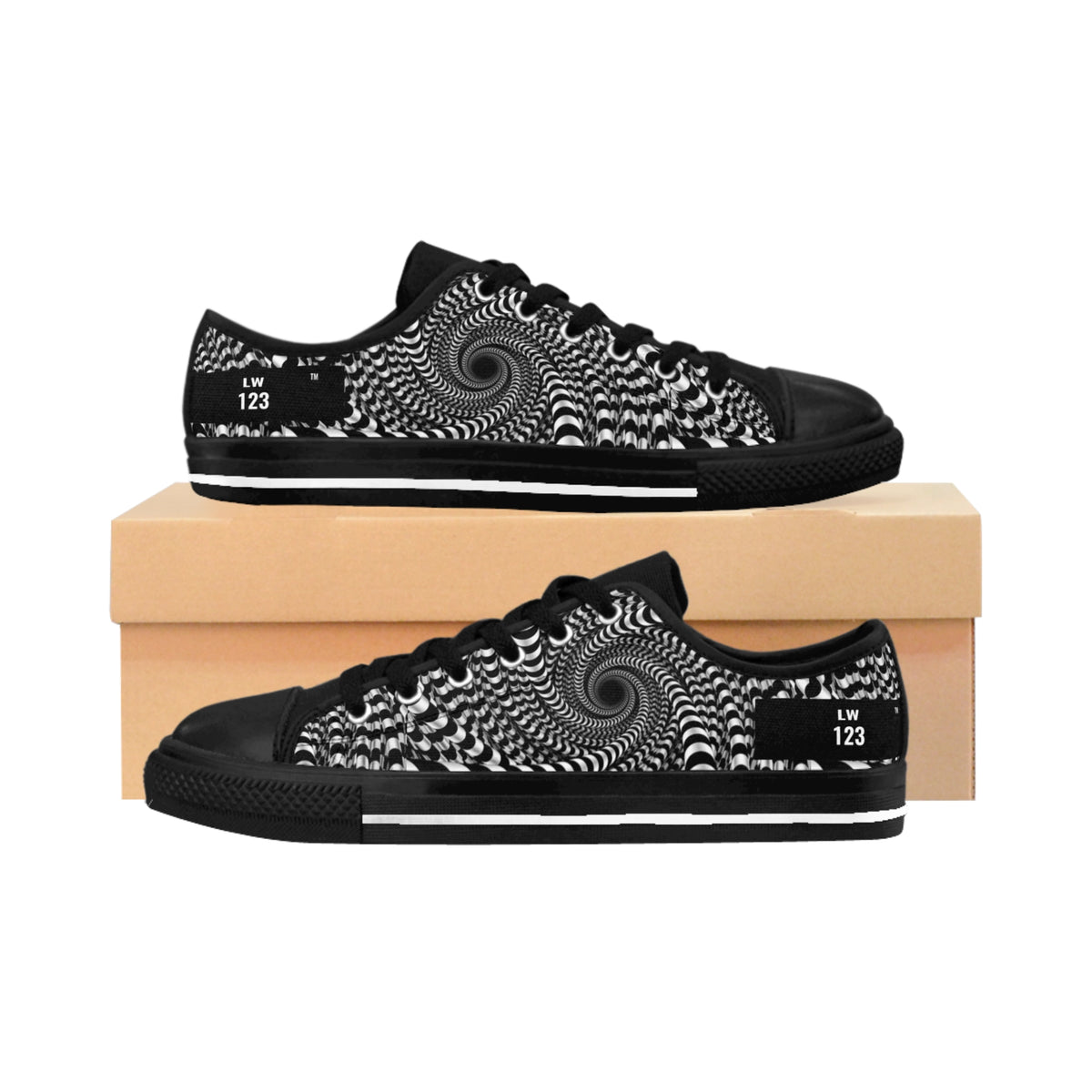 LW 123 Black Swirl Pattern Women's Sneakers