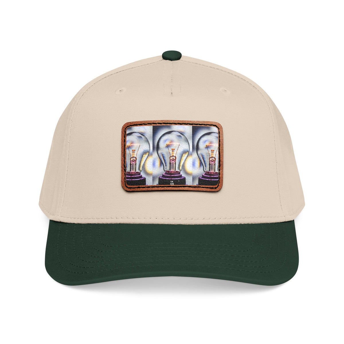 LW 123 Mid Profile Baseball Cap with Leather Patch (Rectangle)