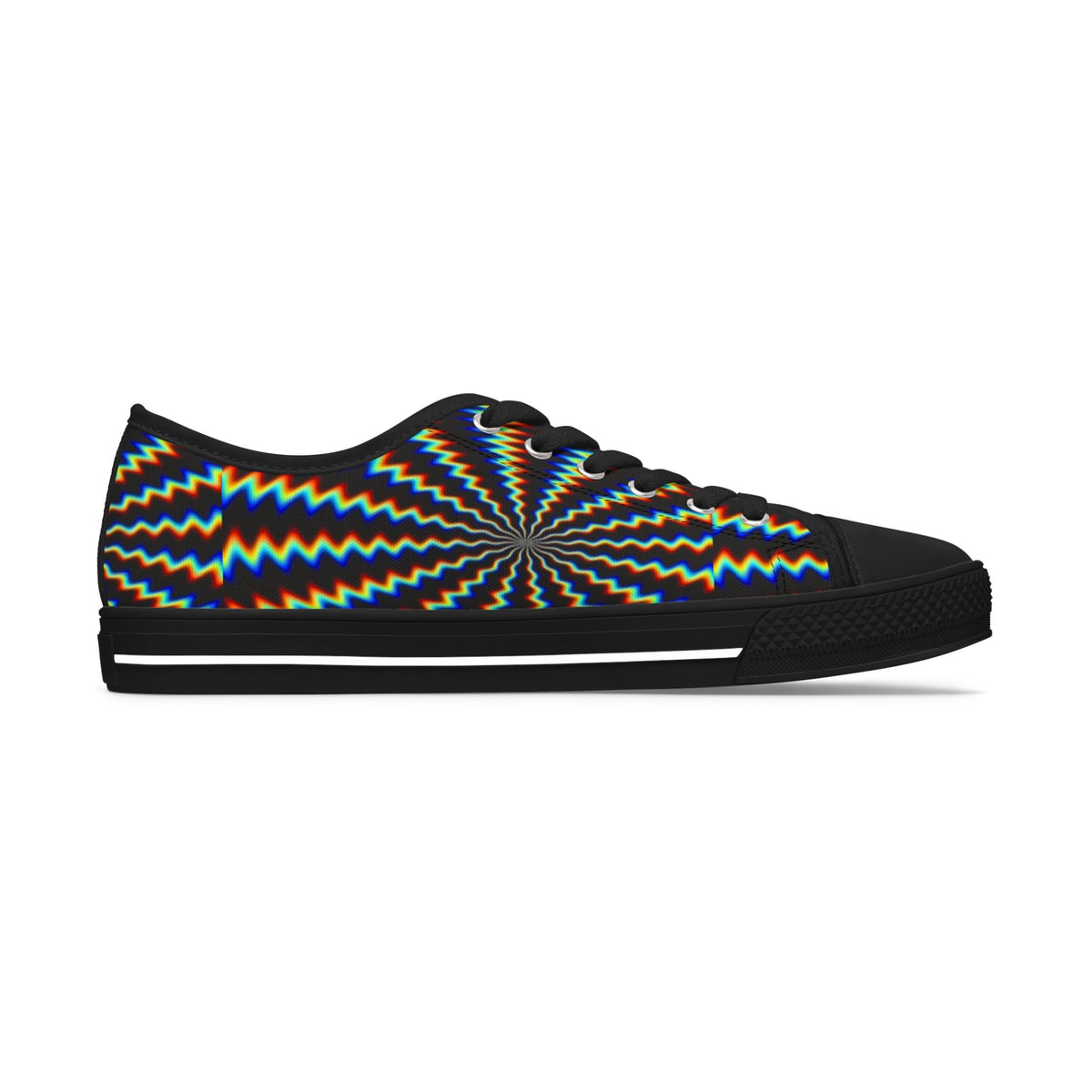 LW 123 Women's Low Top Sneakers — Psychedelic Starburst Rainbow Pattern
