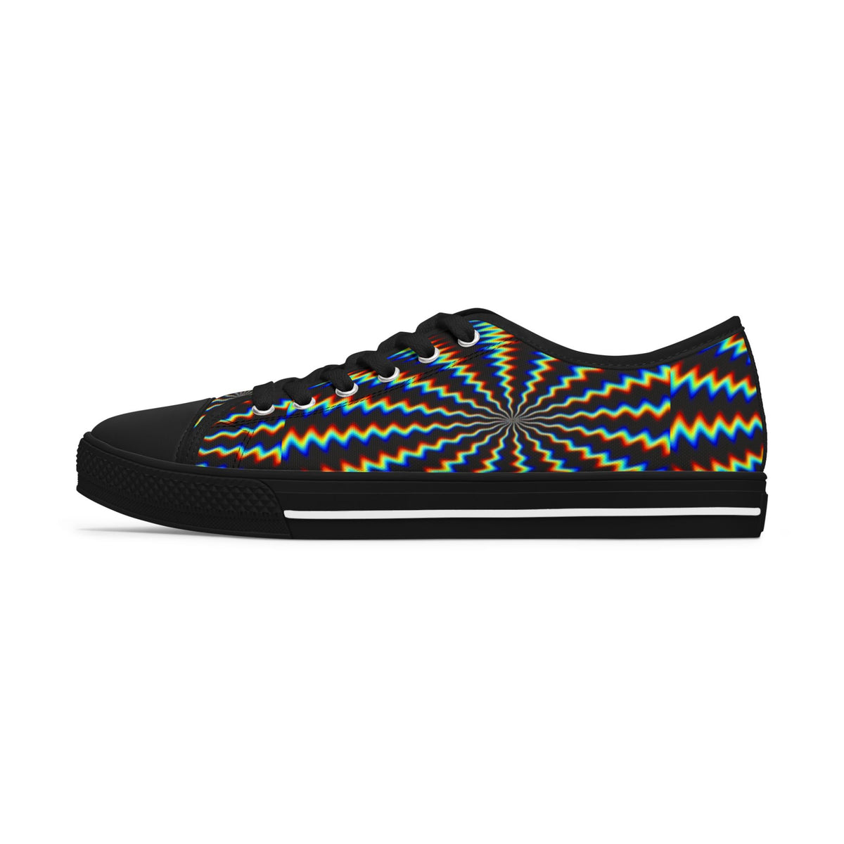 LW 123 Women's Low Top Sneakers — Psychedelic Starburst Rainbow Pattern