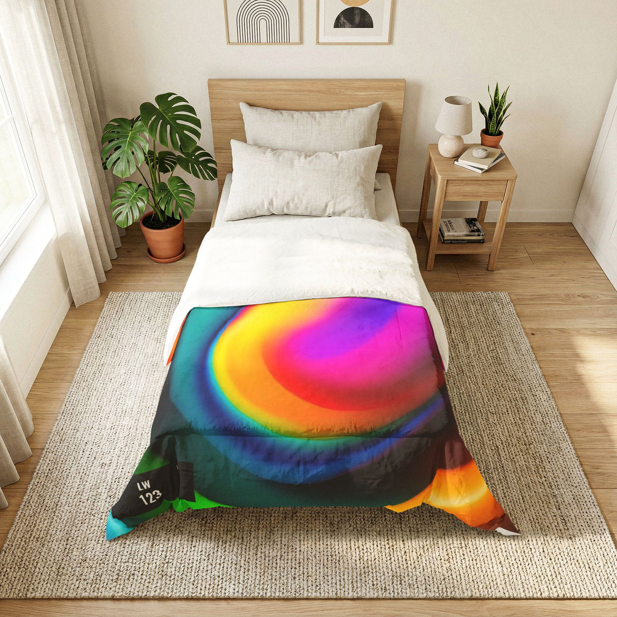 LW 123 Vibrant Rainbow Swirl Cotton Comforter