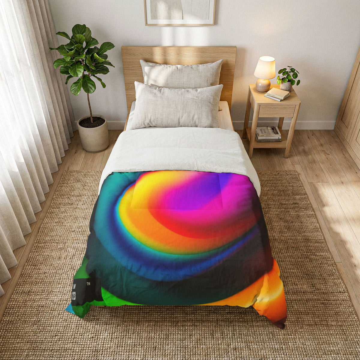 LW 123 Vibrant Rainbow Swirl Cotton Comforter
