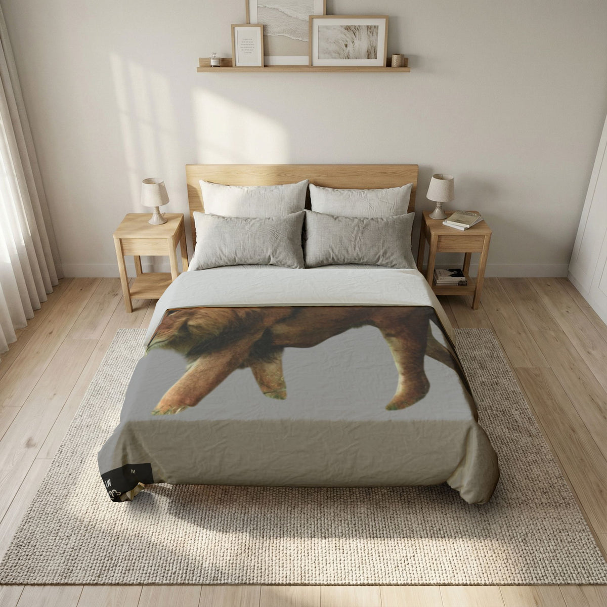 LW 123 Lion  Cotton Duvet Cover — Majestic Wildlife Bedding for Safari & Nature Lovers