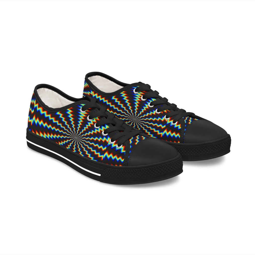LW 123 Women's Low Top Sneakers — Psychedelic Starburst Rainbow Pattern
