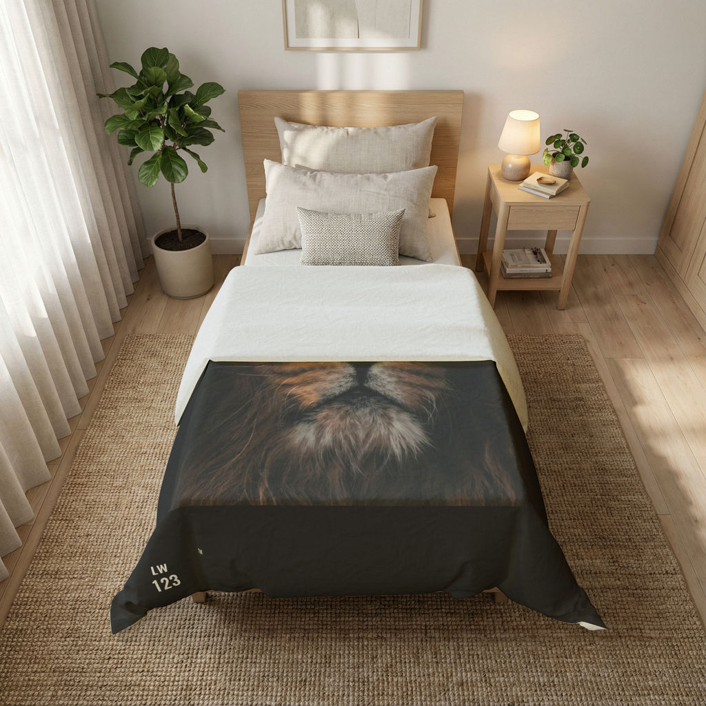 LW 123 Lion Portrait Cotton Duvet Cover – Majestic Wildlife Bedding