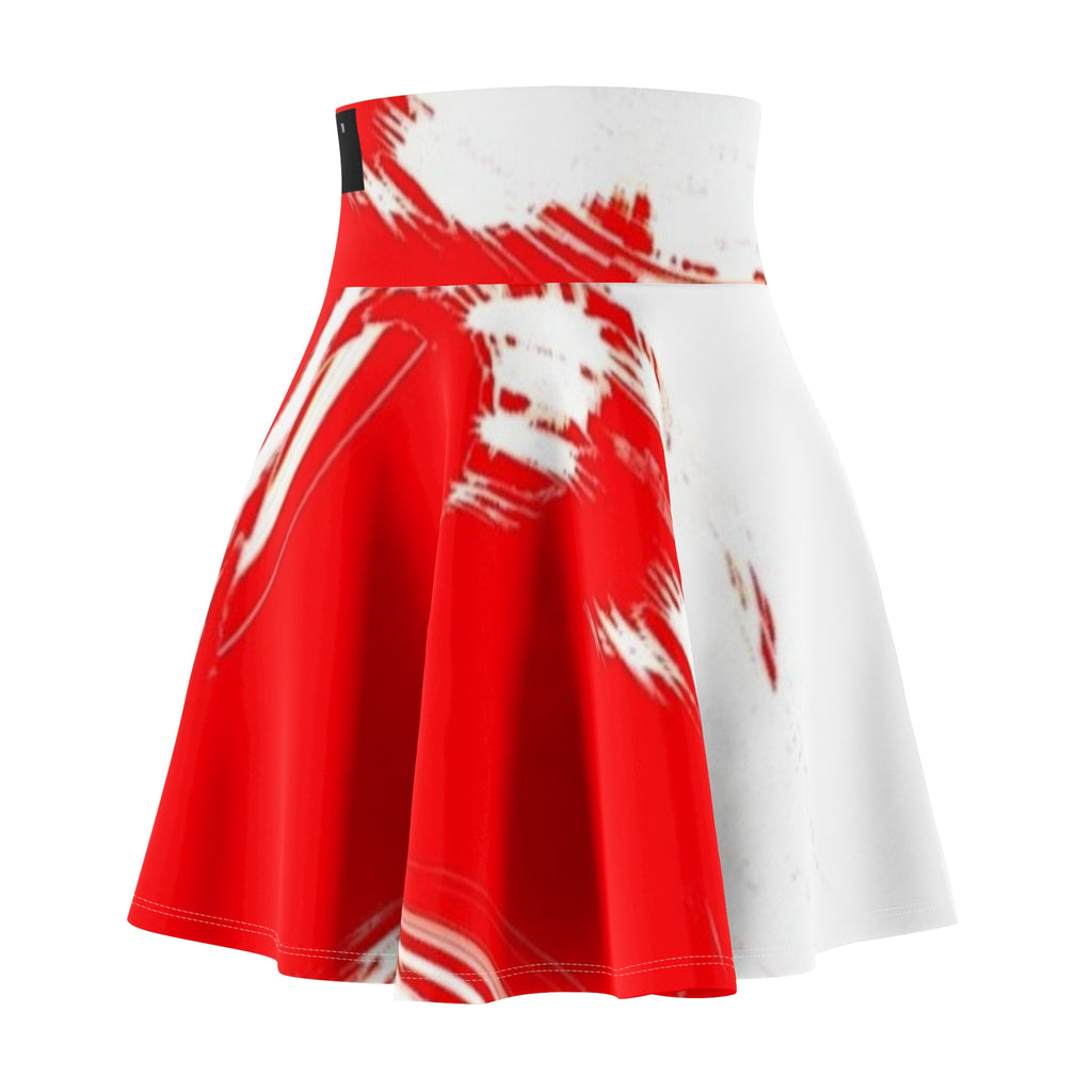 LW 123 Red & White Abstract Skater Skirt