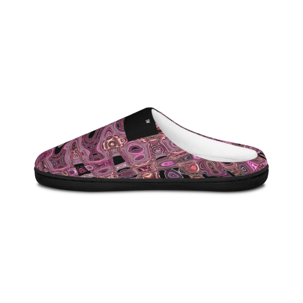 LW 123 Pink Marble Swirl Women's Indoor Slippers — Cozy Slip-On House Shoes