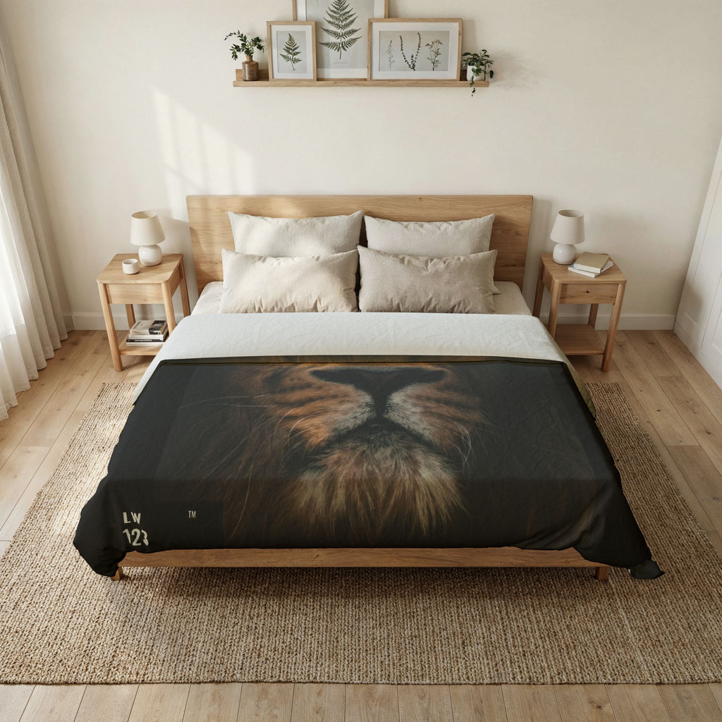LW 123 Lion Portrait Cotton Duvet Cover – Majestic Wildlife Bedding