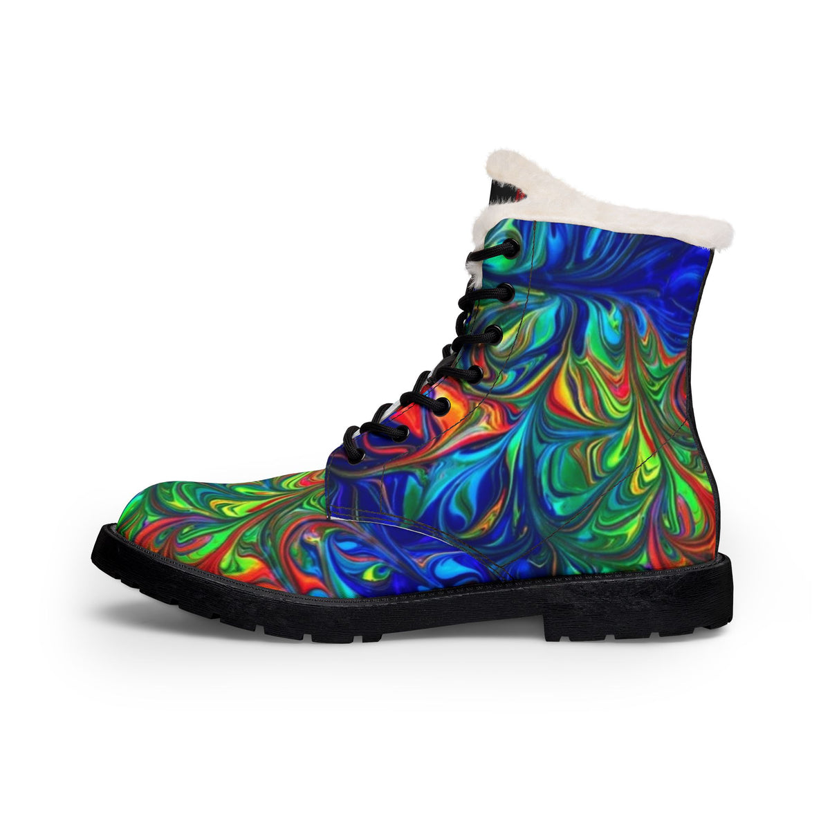 LW 123 Color Swirl Fur-Lined Leather Boots