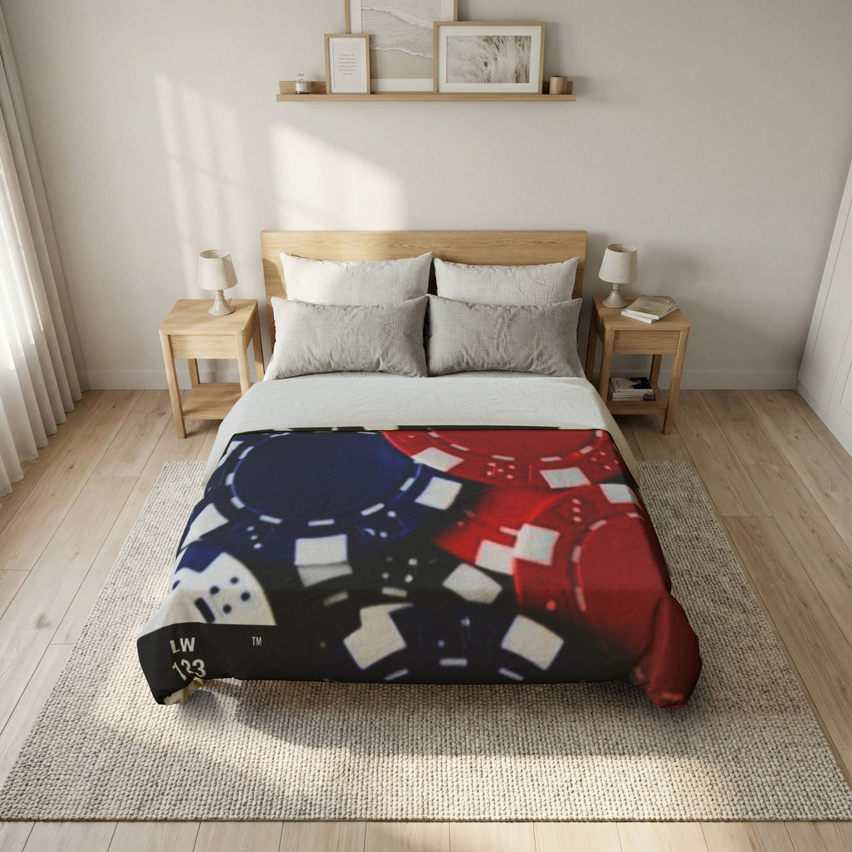LW 123 Casino Poker Chips Cotton Duvet Blanket