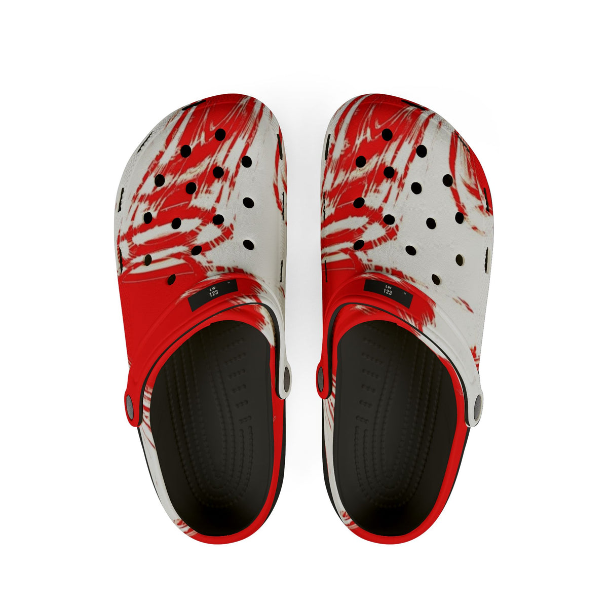 LW 123 Red Paint Splash EVA Clogs